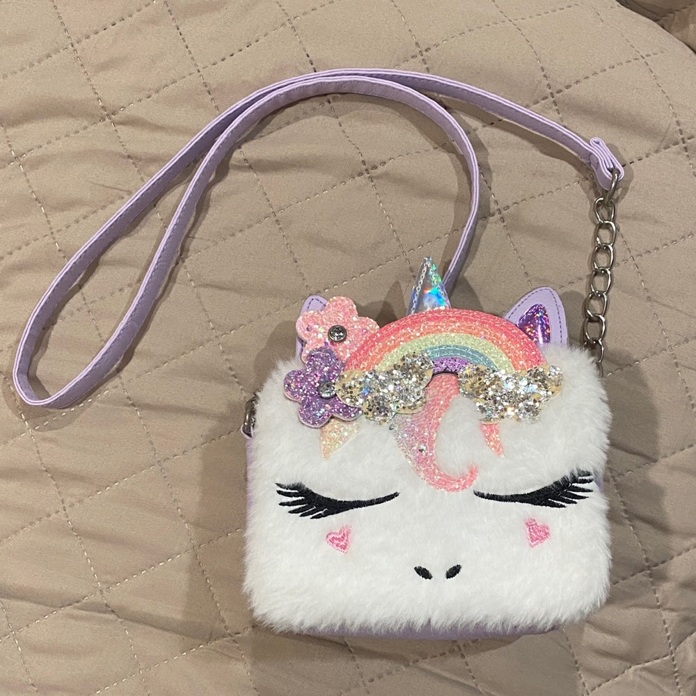 Magical Unicorn Plush Bag for Kids - White and Pink